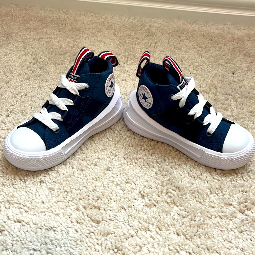 Blue kids high tops converse